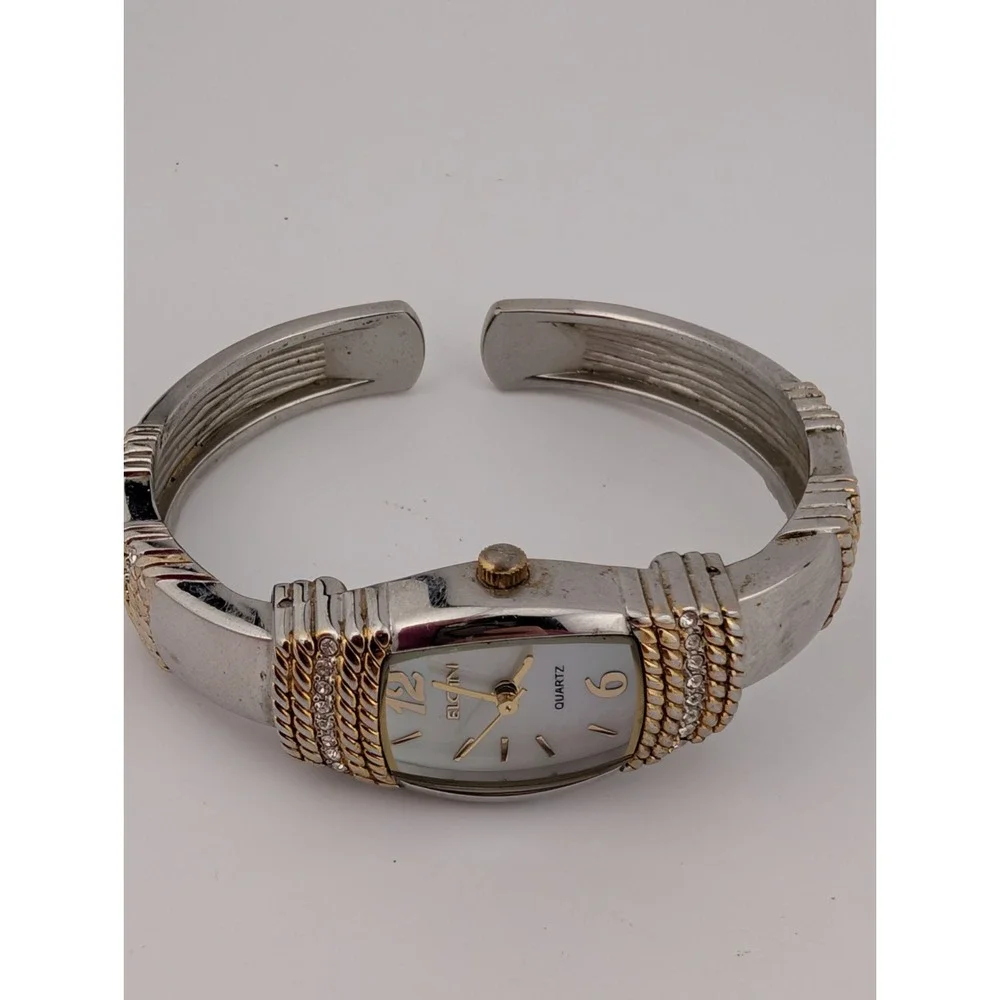 Elgin Watch Women 20mm Case MOP Dial Two Tone Bangle Band‎ Crystals- New Battery